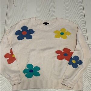 Rails Cream Sweater with Colorful Floral Design